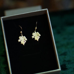 Maple leaf earrings with Ruby